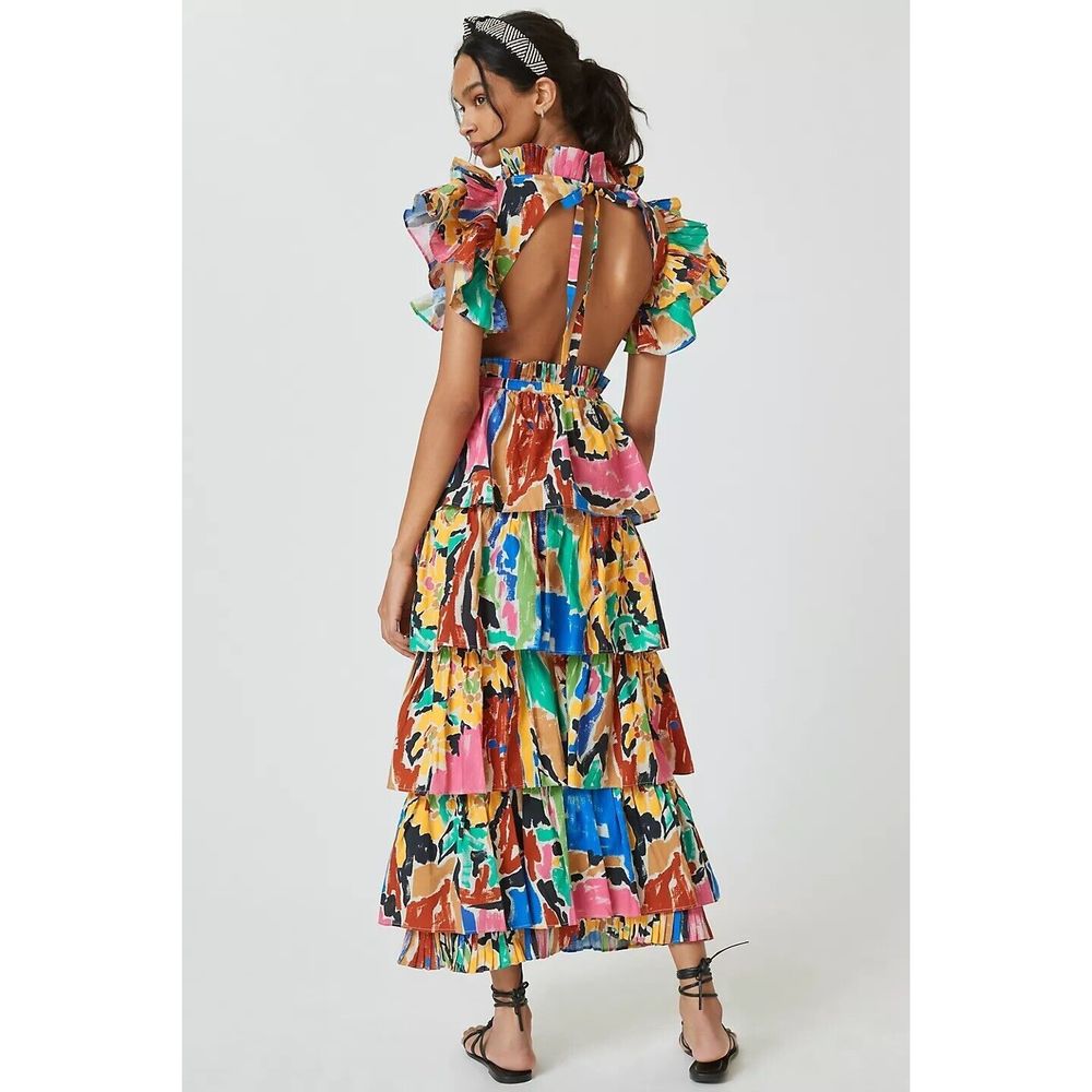 Anthropologie Love The Label Mix-Print Midi Dress - Picture 3 of 9